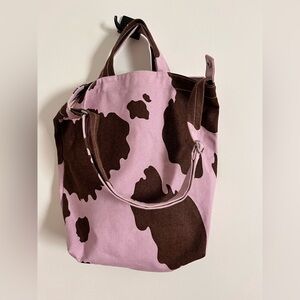 BAGGU Pink and Brown Canvas Tote Bag